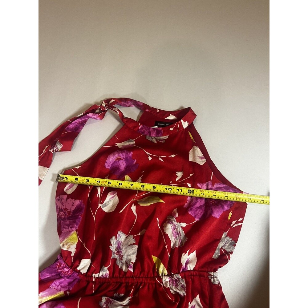 new Banana Republic XS small Red Floral Halter Tie-Neck Maxi Dress Boho - Picture 9 of 13